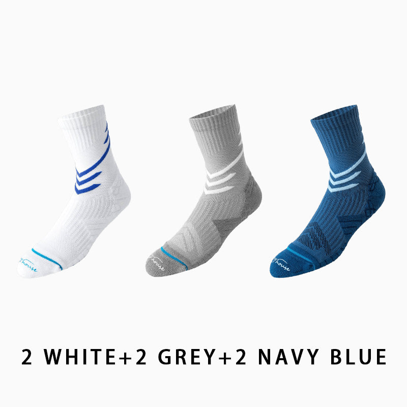 Non-slip Mid-calf Men's Running Socks(6 pairs）