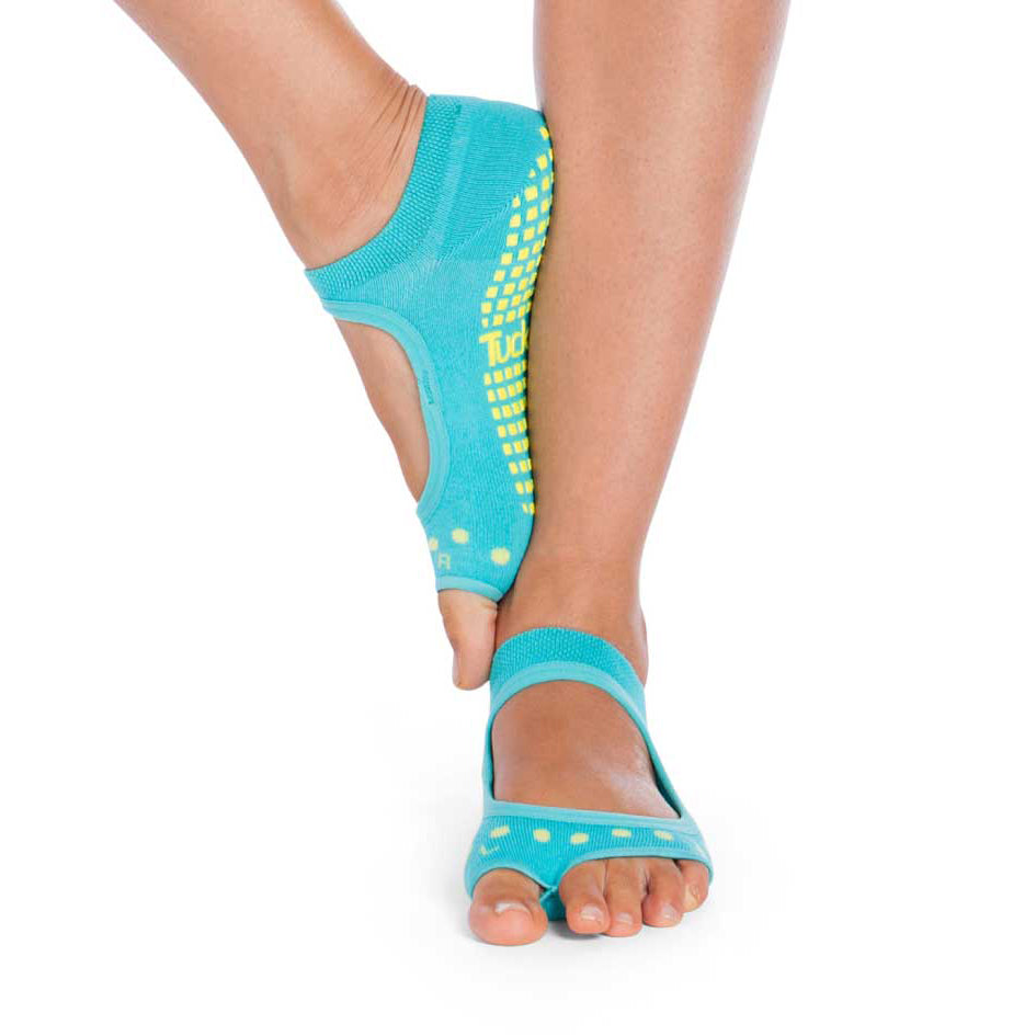 Tucketts Allegro Midsummer Turquoise Pilates Socks - Non-Slip Grip, Open Toe, Barre & Yoga - Women's