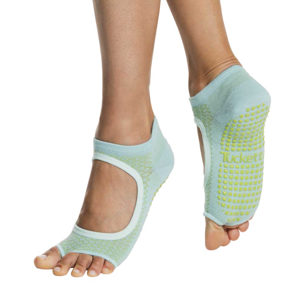 Tucketts Allegro Pilates Socks - Non-Slip Grip, Open Toe, Barre & Yoga - Women's