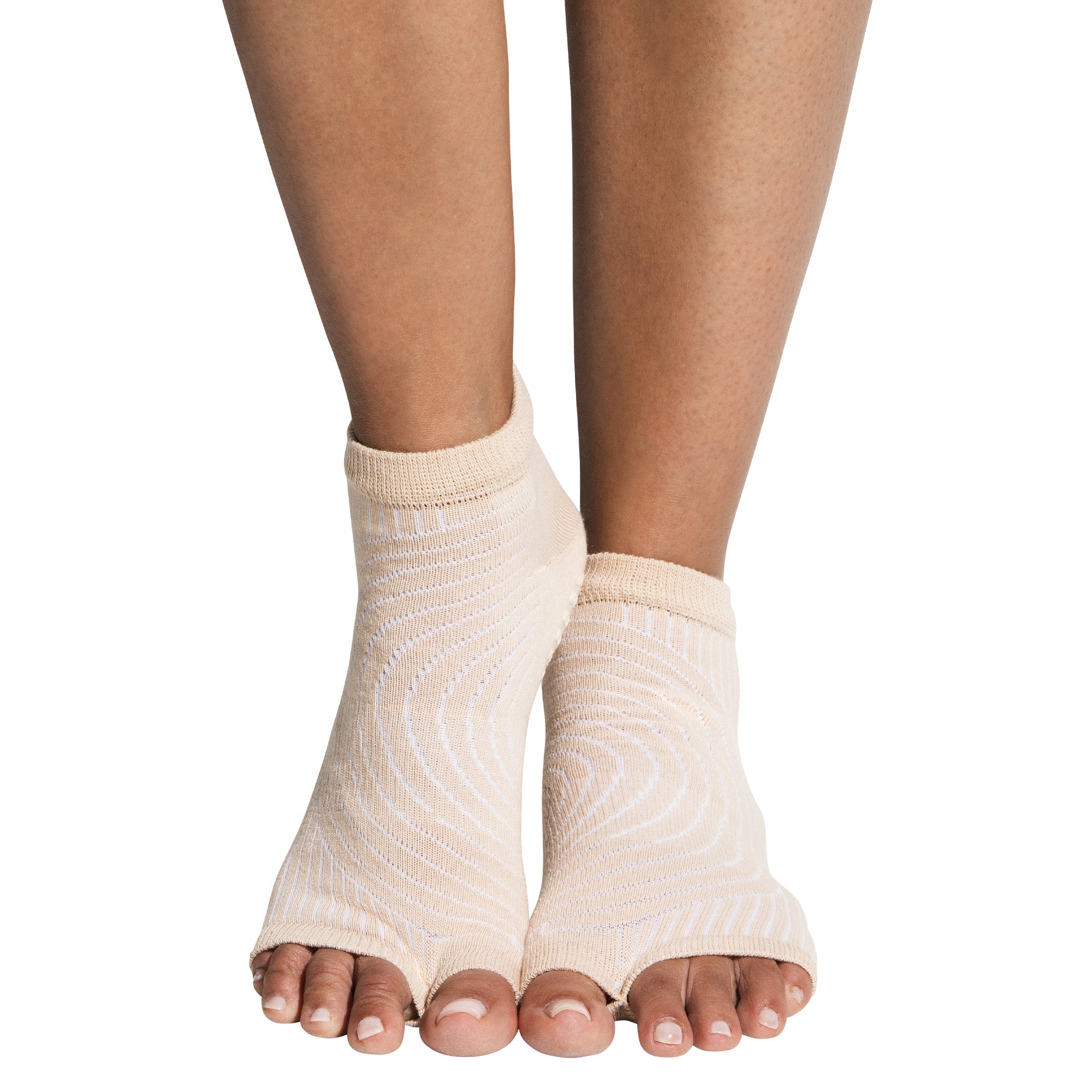 Tucketts Anklet Apricot Zen Pilates Socks - Non-Slip Grip, Open Toe, Barre & Yoga - Women's