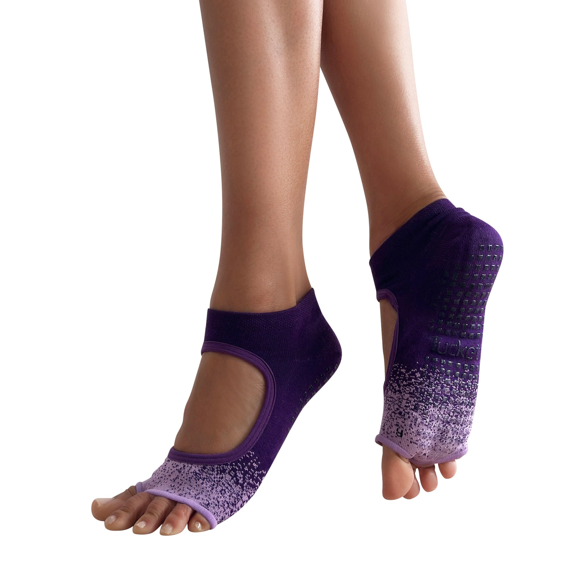 Tucketts Allegro - Lavender Haze Pilates Socks - Non-Slip Grip, Open Toe, Barre & Yoga - Women's