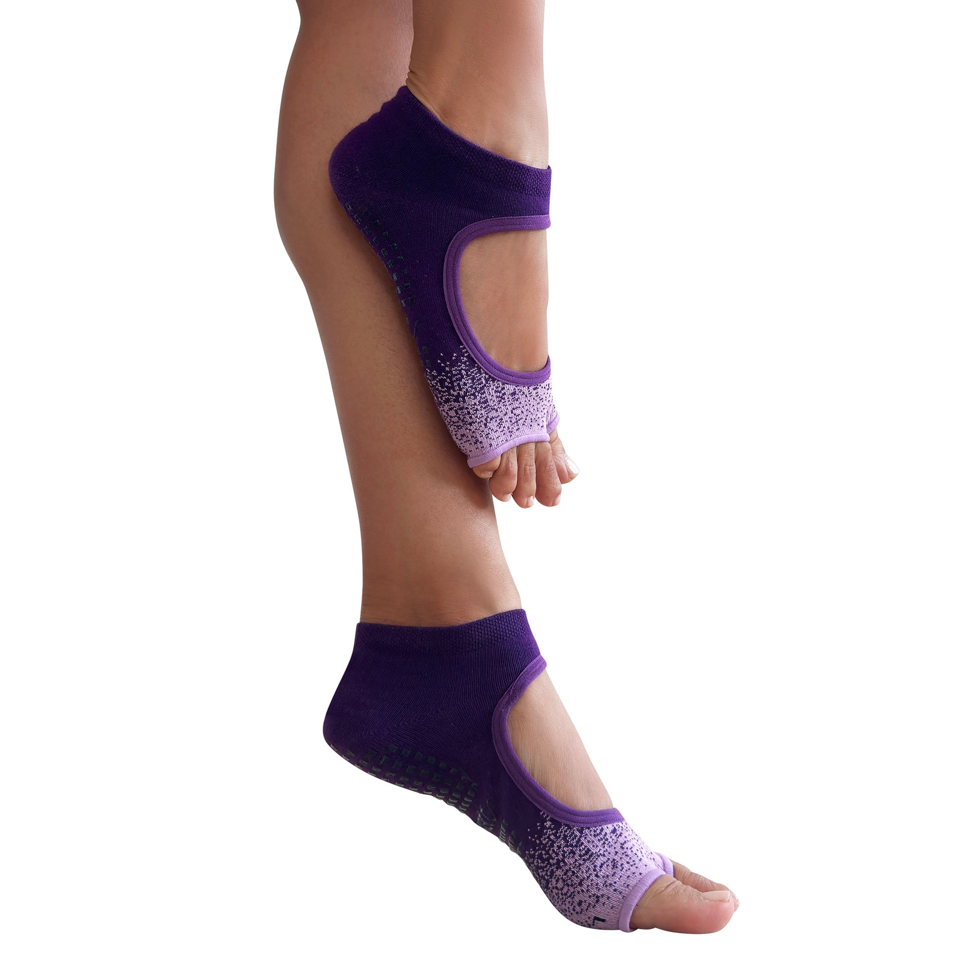 Tucketts Allegro - Lavender Haze Pilates Socks - Non-Slip Grip, Open Toe, Barre & Yoga - Women's