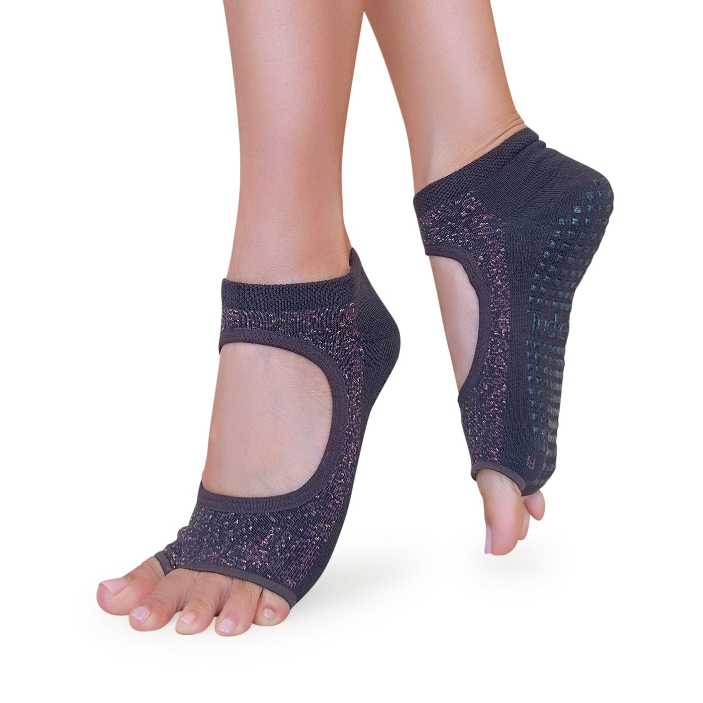 Tucketts Allegro Pilates Socks - Non-Slip Grip, Open Toe, Barre & Yoga - Women's