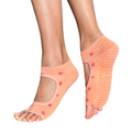 Tucketts Allegro Hearts Peach Pilates Socks - Non-Slip Grip, Open Toe, Barre & Yoga - Women's