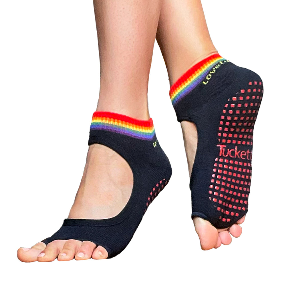 Tucketts Allegro Pilates Socks - Non-Slip Grip, Open Toe, Barre & Yoga - Women's