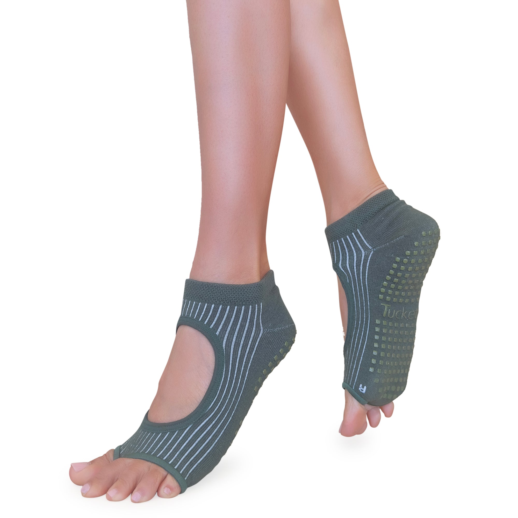 Tucketts Allegro Pilates Socks - Non-Slip Grip, Open Toe, Barre & Yoga - Women's