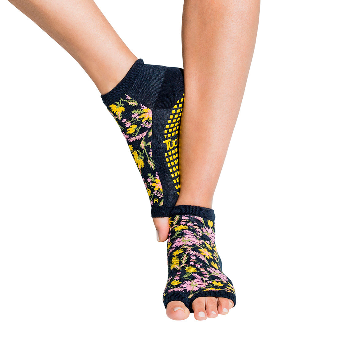 Tucketts Anklet Blooming Fields Pilates Socks - Non-Slip Grip, Open Toe, Barre & Yoga - Women's