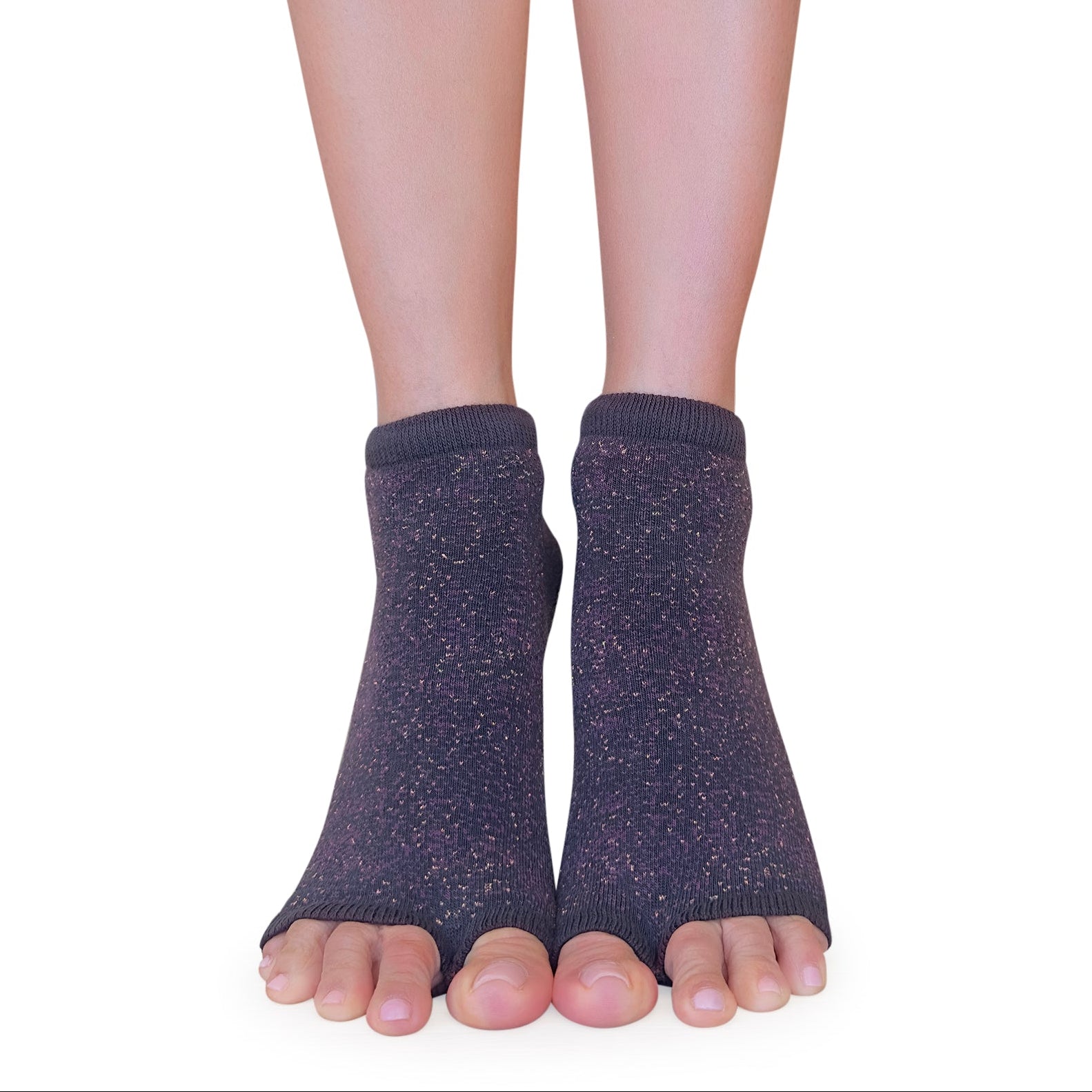 Tucketts Anklet Mocca Radiance Pilates Socks - Non-Slip Grip, Open Toe, Barre & Yoga - Women's