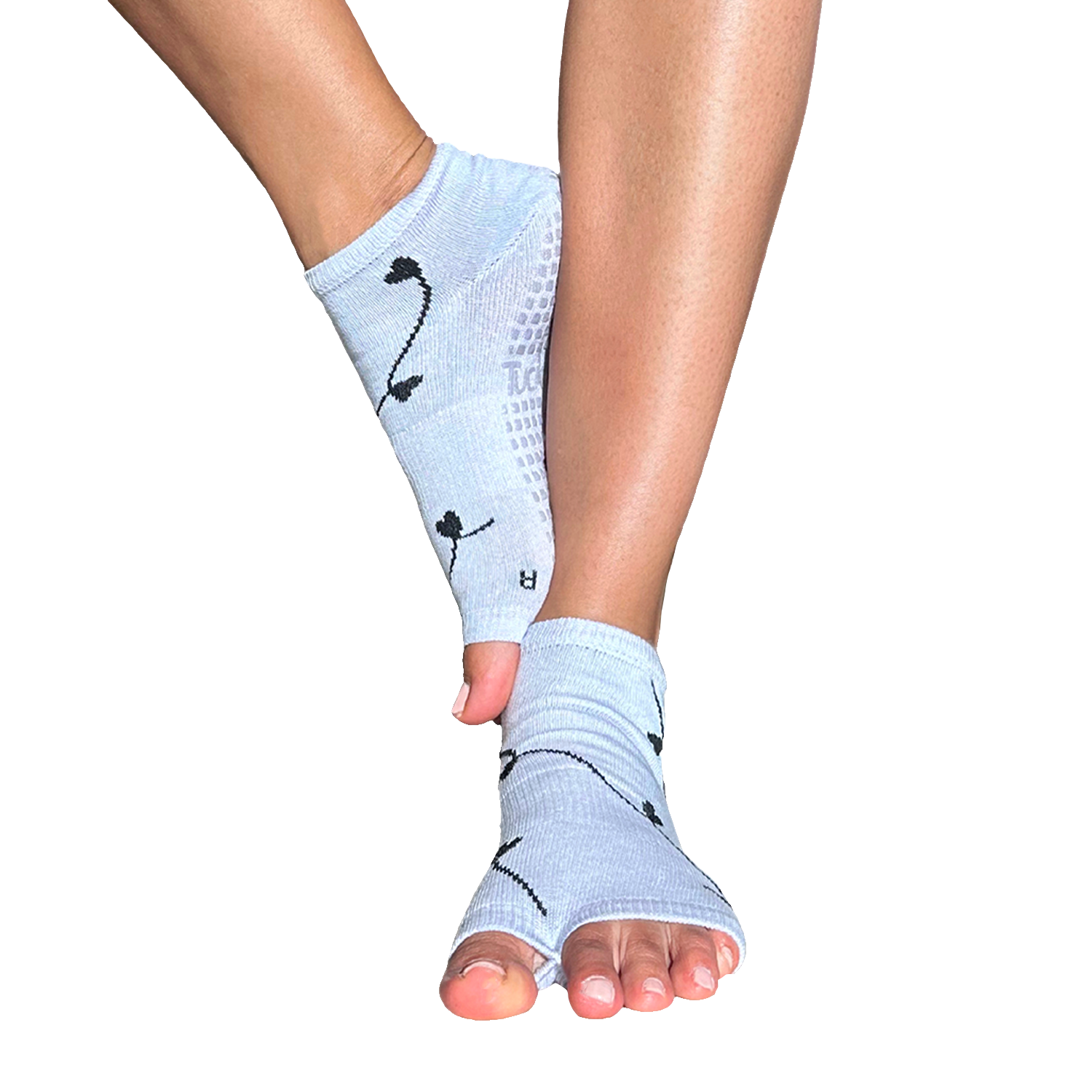 Tucketts Anklet Heart Strings Lilac Pilates Socks - Non-Slip Grip, Open Toe, Barre & Yoga - Women's