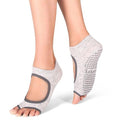 Tucketts Allegro Grey Cloud Pilates Socks - Non-Slip Grip, Open Toe, Barre & Yoga - Women's