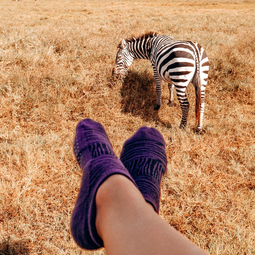 2 PACK - Tab Closed Toe - Leopard Pink Accent + Zebra Rising = Wild Power Pack - Grip Socks