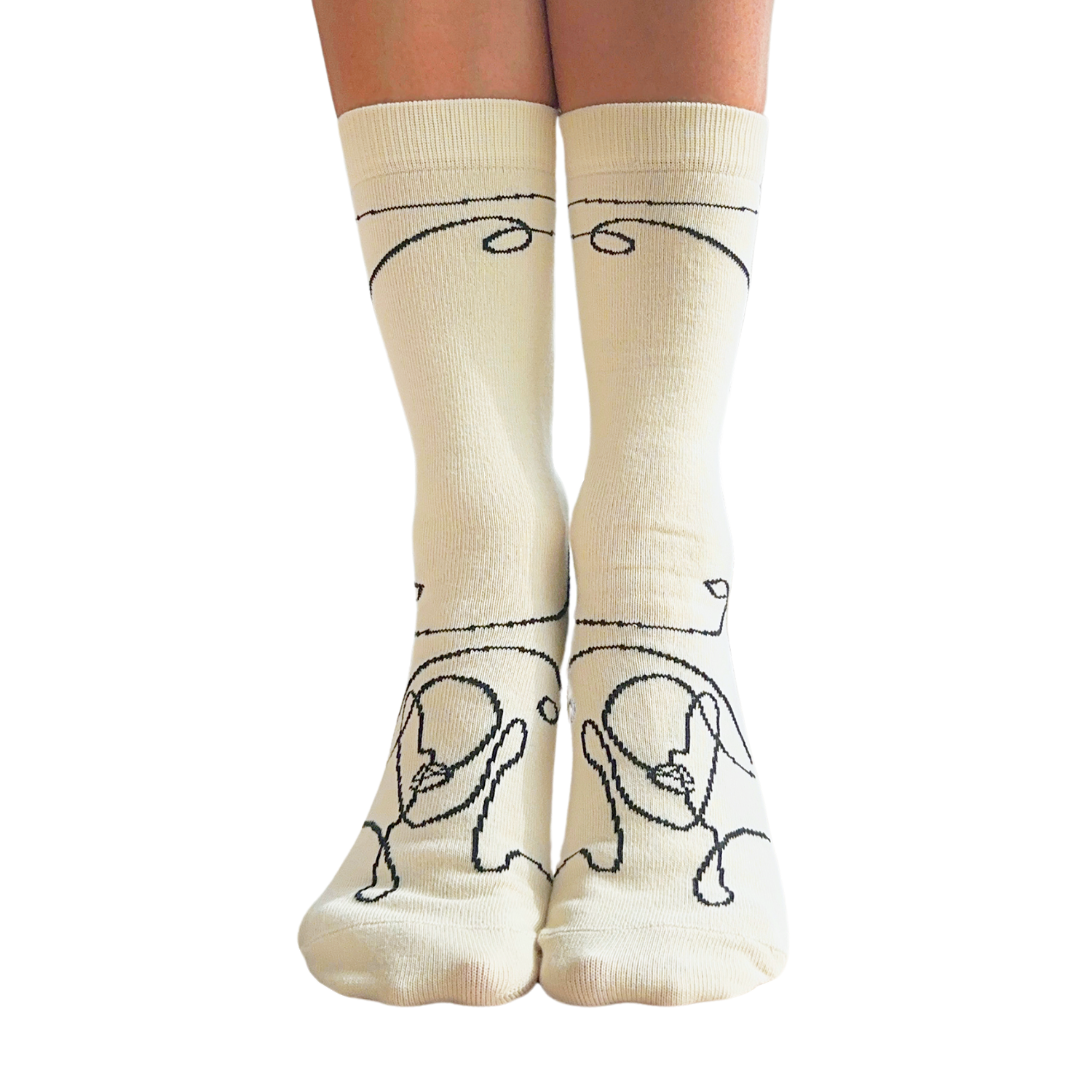 Tucketts Crew Ella Off White Pilates Socks - Non-Slip Grip, Closed Toe, Barre & Yoga - Women's