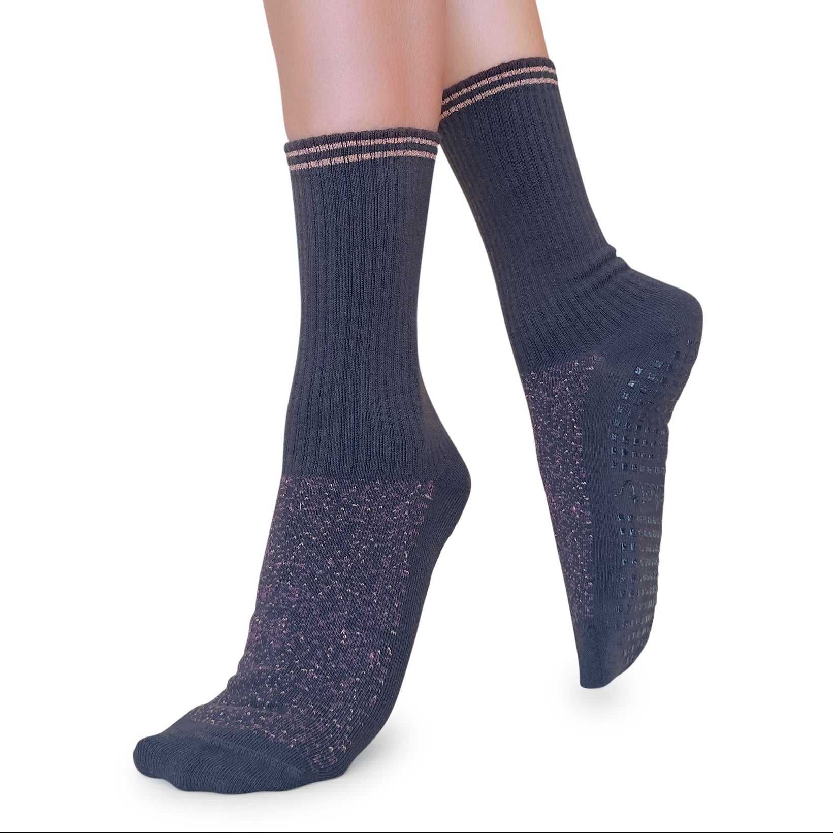 Tucketts Crew Closed Toe – Mocca Radiance  Pilates Socks - Non-Slip Grip, Closed Toe, Barre & Yoga