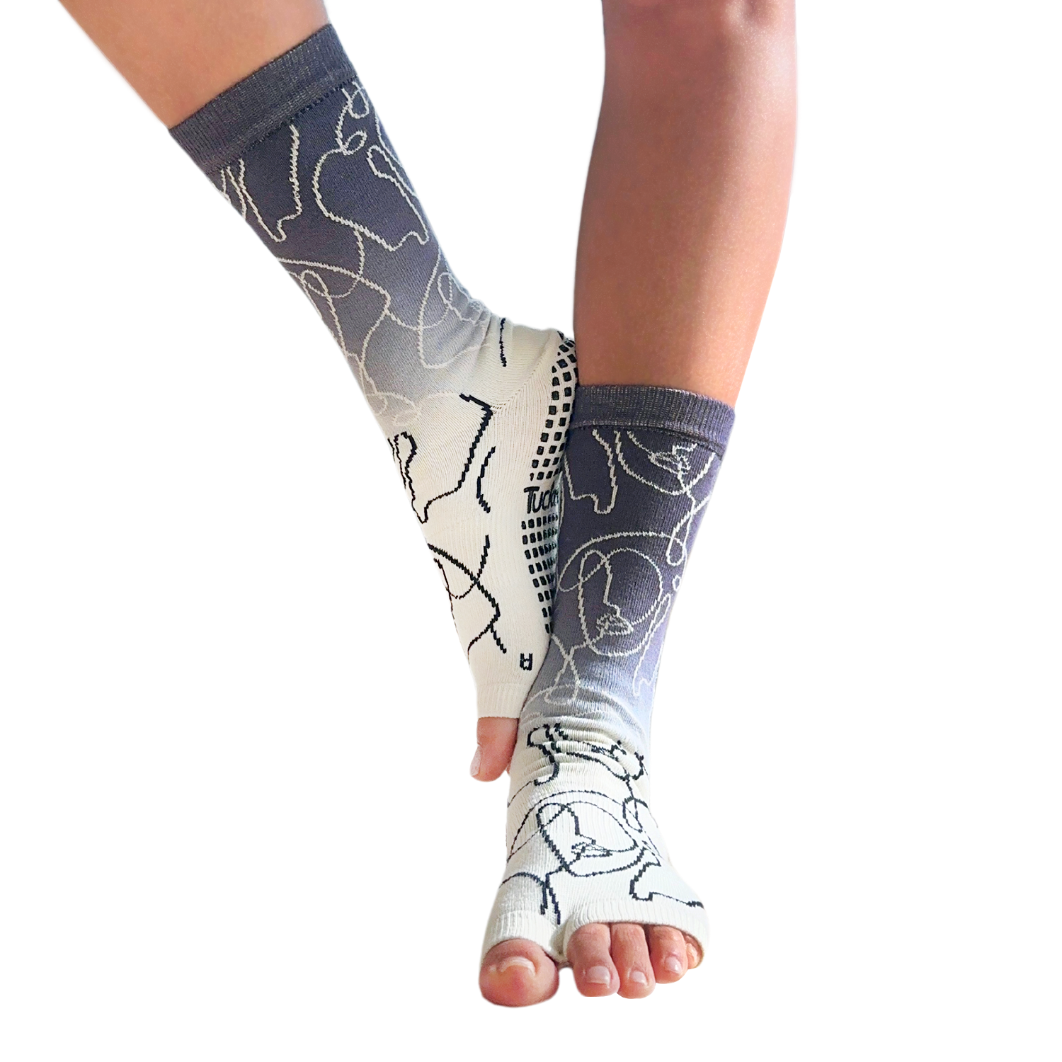 Tucketts Crew Pilates Socks - Non-Slip Grip, Open/Closed Toe, Barre & Yoga - Women's
