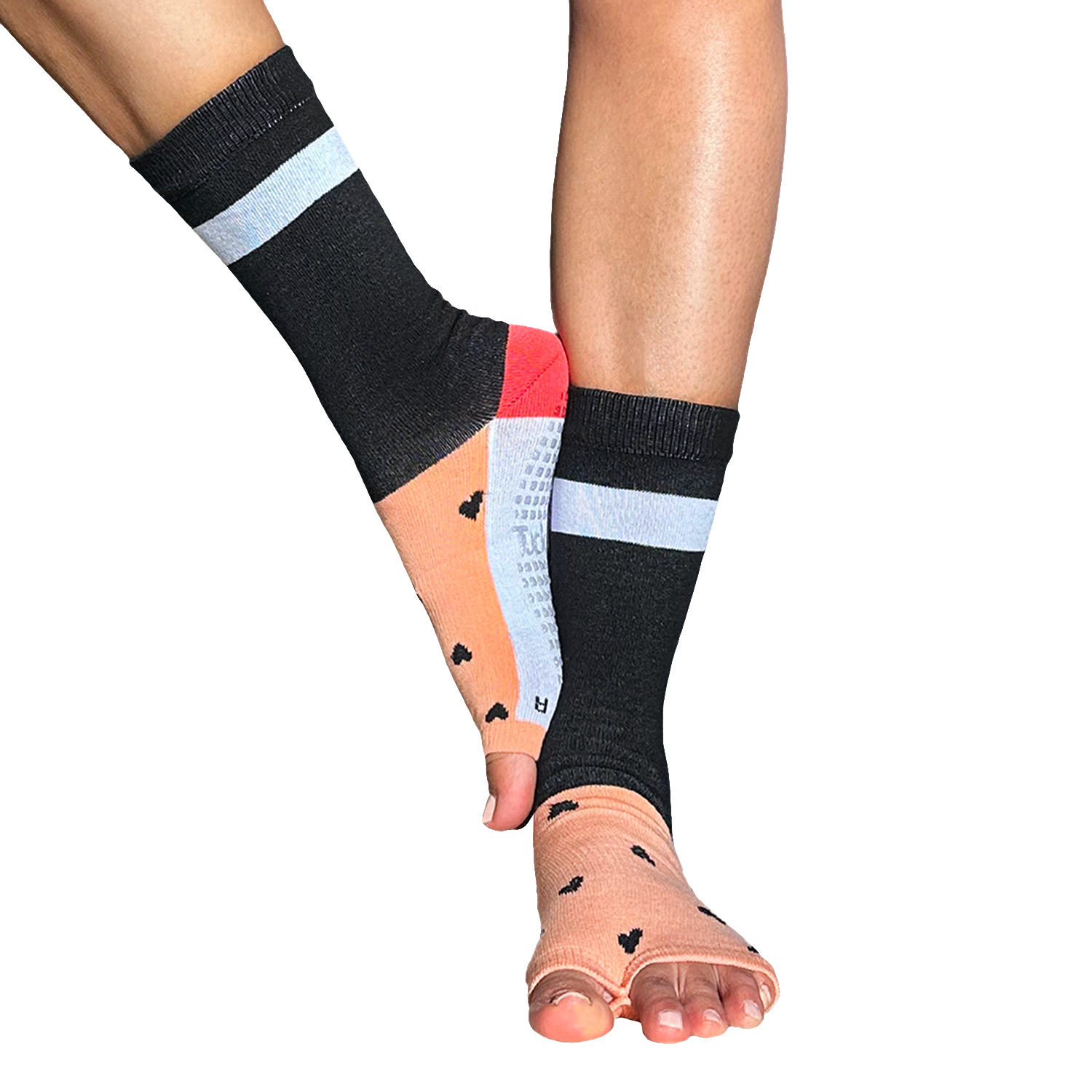 Tucketts Crew Spice Pilates Socks - Non-Slip Grip, Open Toe, Barre & Yoga - Women's