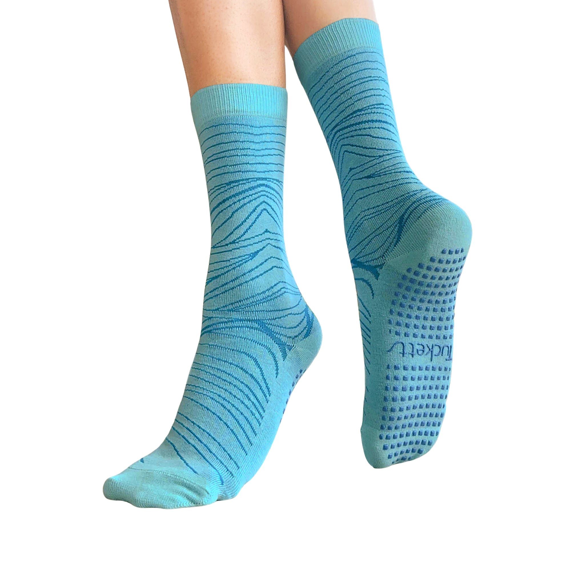 Tucketts Crew Pilates Socks - Non-Slip Grip, Open/Closed Toe, Barre & Yoga - Women's