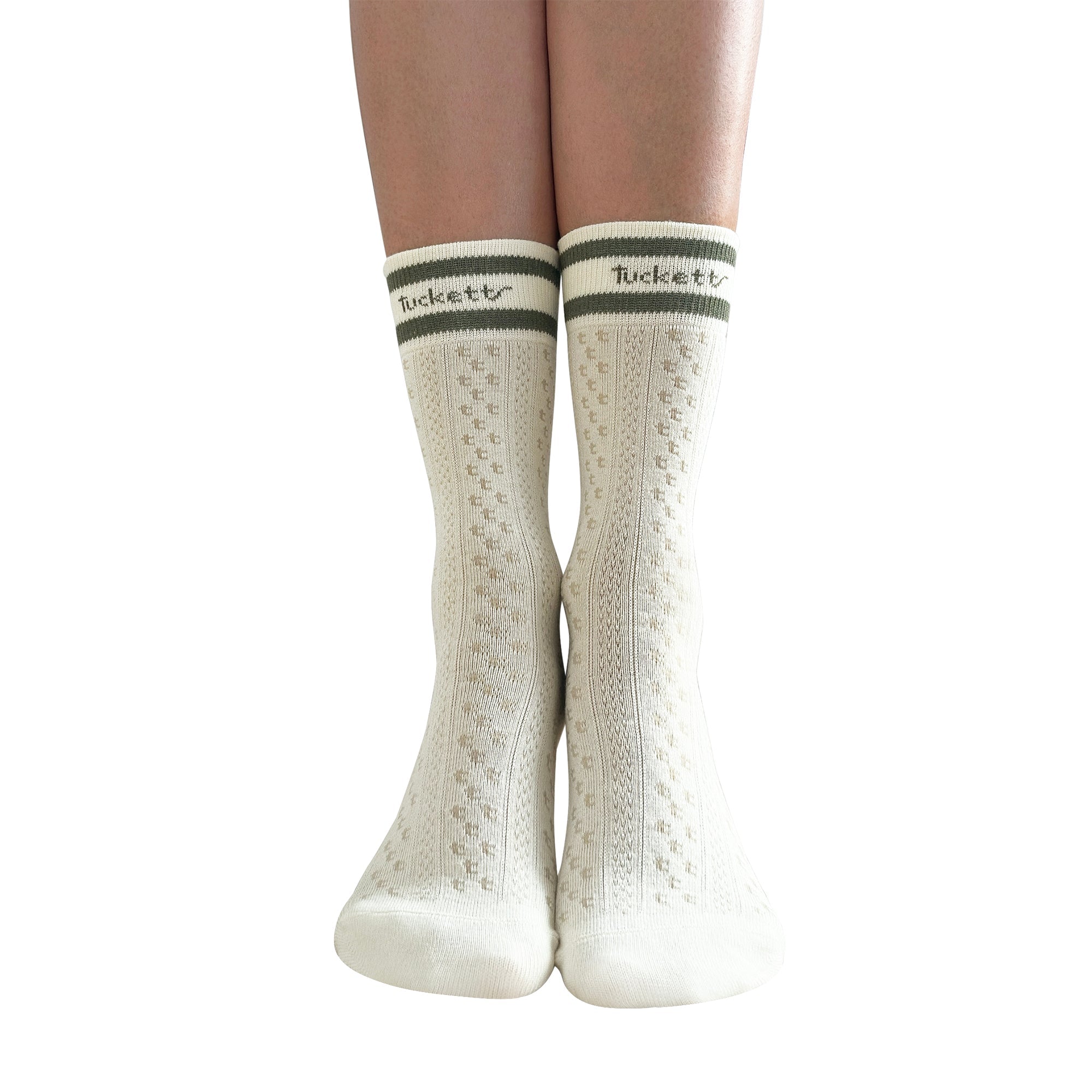 Tucketts Crew Closed Toe - Cornsilk Sands  Pilates Socks - Non-Slip Grip, Closed Toe, Barre & Yoga - Women's