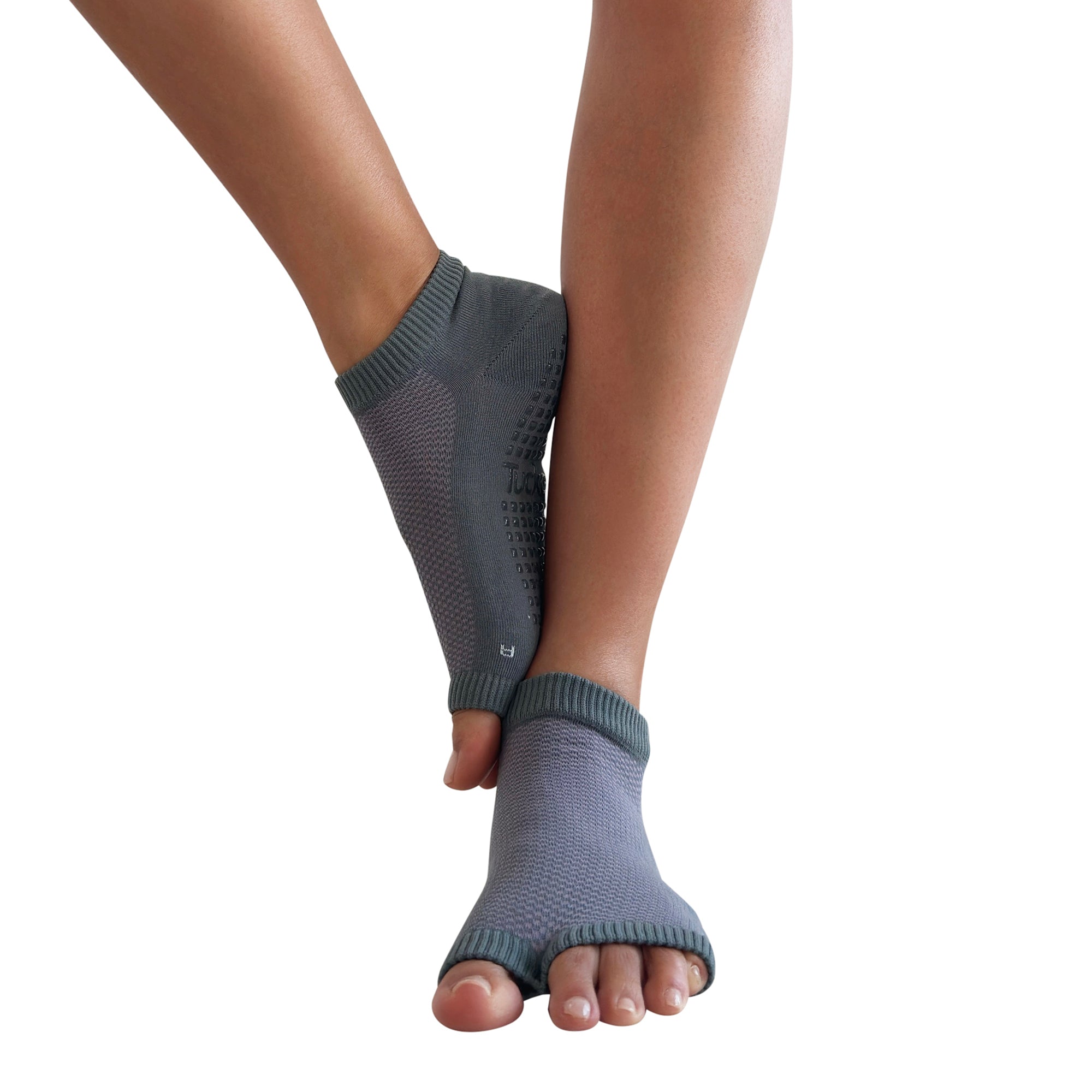 Tucketts Flow - Eucalyptus Rosacea Pilates Socks - Non-Slip Grip, Open Toe, Barre & Yoga - Women's