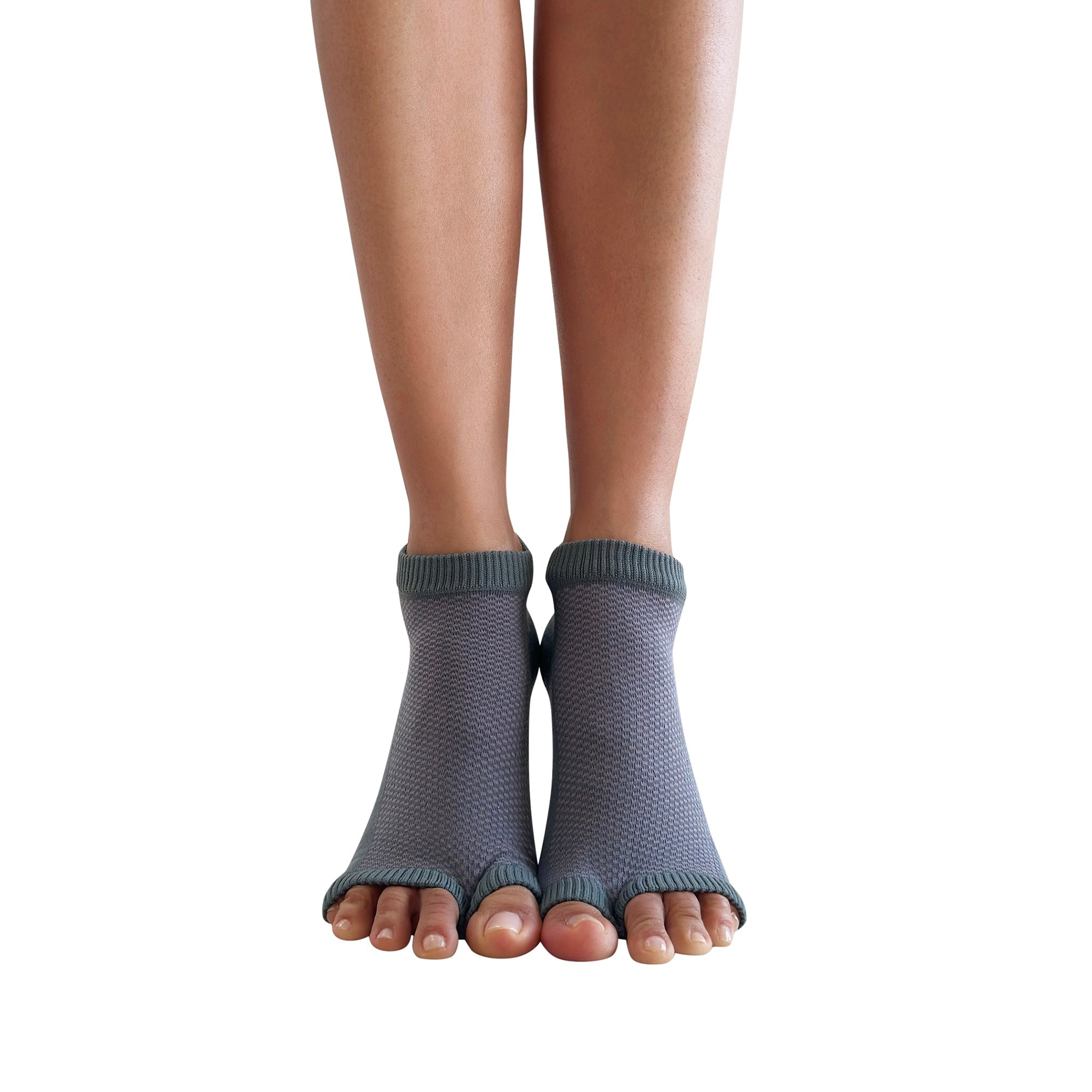 Tucketts Flow - Eucalyptus Rosacea Pilates Socks - Non-Slip Grip, Open Toe, Barre & Yoga - Women's