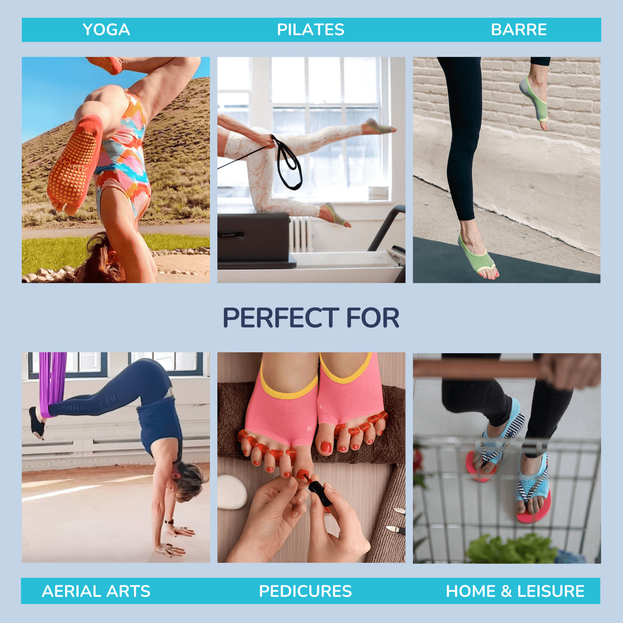 Tucketts Ballerina Pilates Socks - Non-Slip Grip, Open Toe, Barre & Yoga - Women's