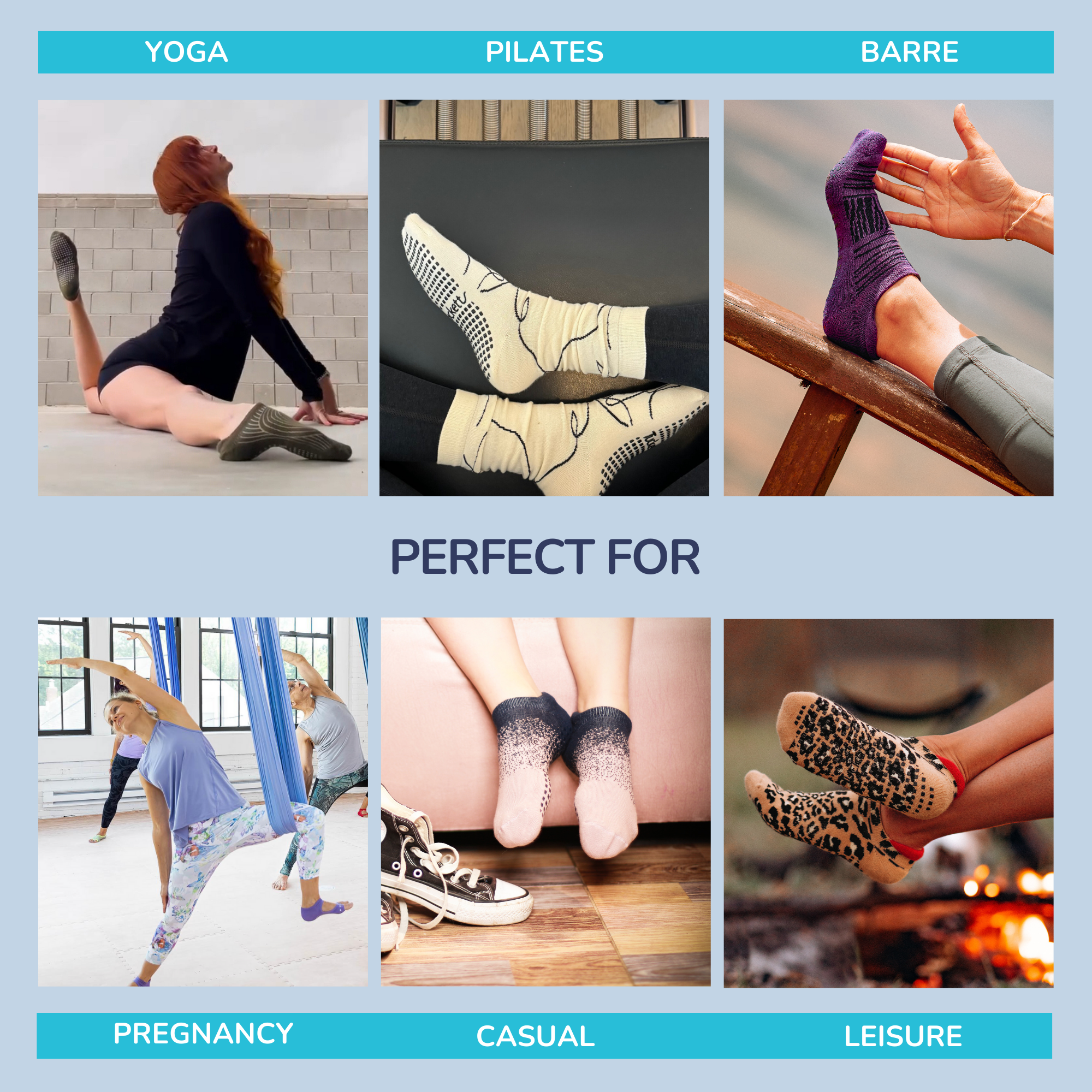 Tucketts Crew Closed Toe – Grey/Blush Equilibrium  Pilates Socks - Non-Slip Grip, Closed Toe, Barre & Yoga