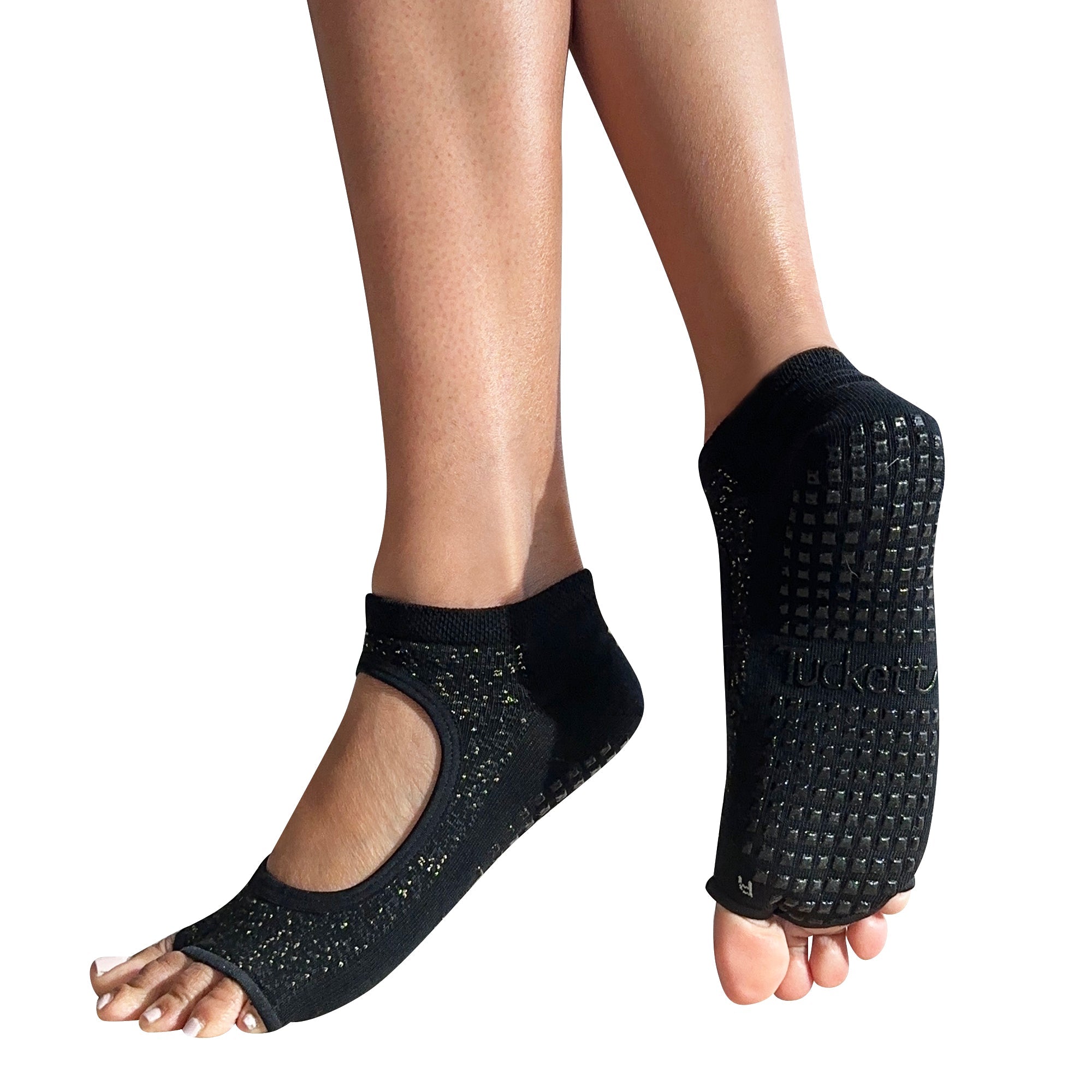 Tucketts Allegro Pilates Socks - Non-Slip Grip, Open Toe, Barre & Yoga - Women's