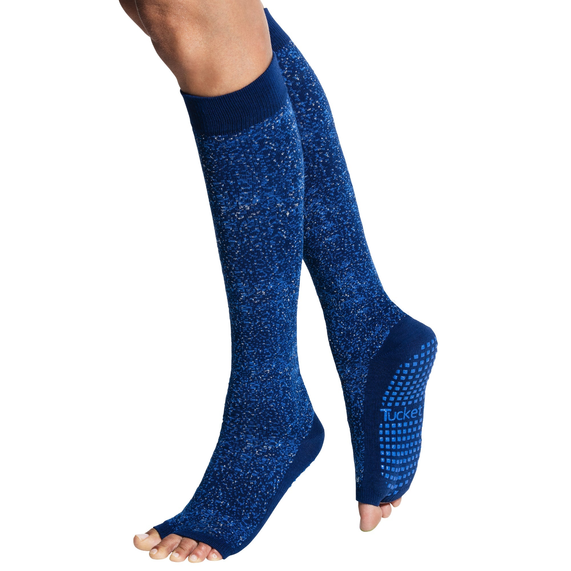 Tucketts Knee High Pilates Socks - Non-Slip Grip, Open Toe, Barre & Yoga - Women's