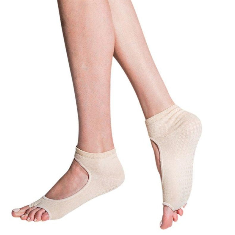Tucketts Allegro NudeForEveryone 05 Pilates Socks - Non-Slip Grip, Open Toe, Barre & Yoga - Women's