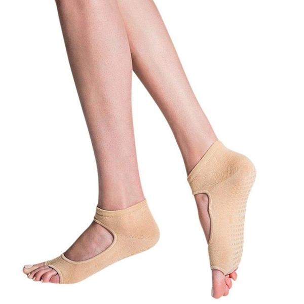 Tucketts Allegro Pilates Socks - Non-Slip Grip, Open Toe, Barre & Yoga - Women's