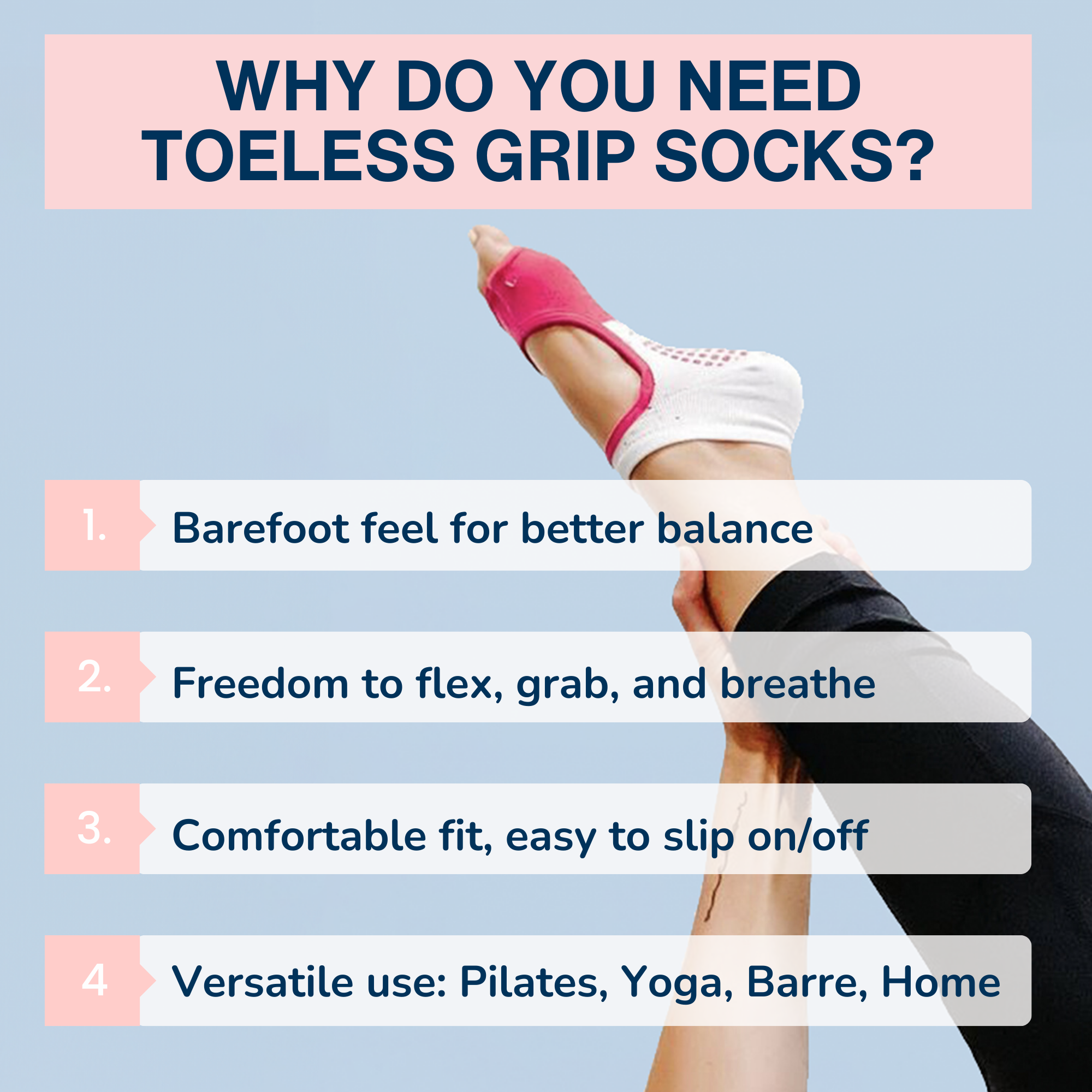 Tucketts Allegro Guava Ombre Pilates Socks - Non-Slip Grip, Open Toe, Barre & Yoga - Women's