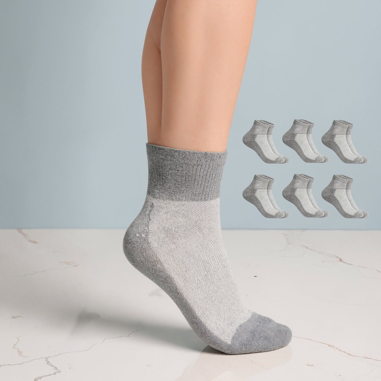 Six Pairs Quarter Supportive Socks