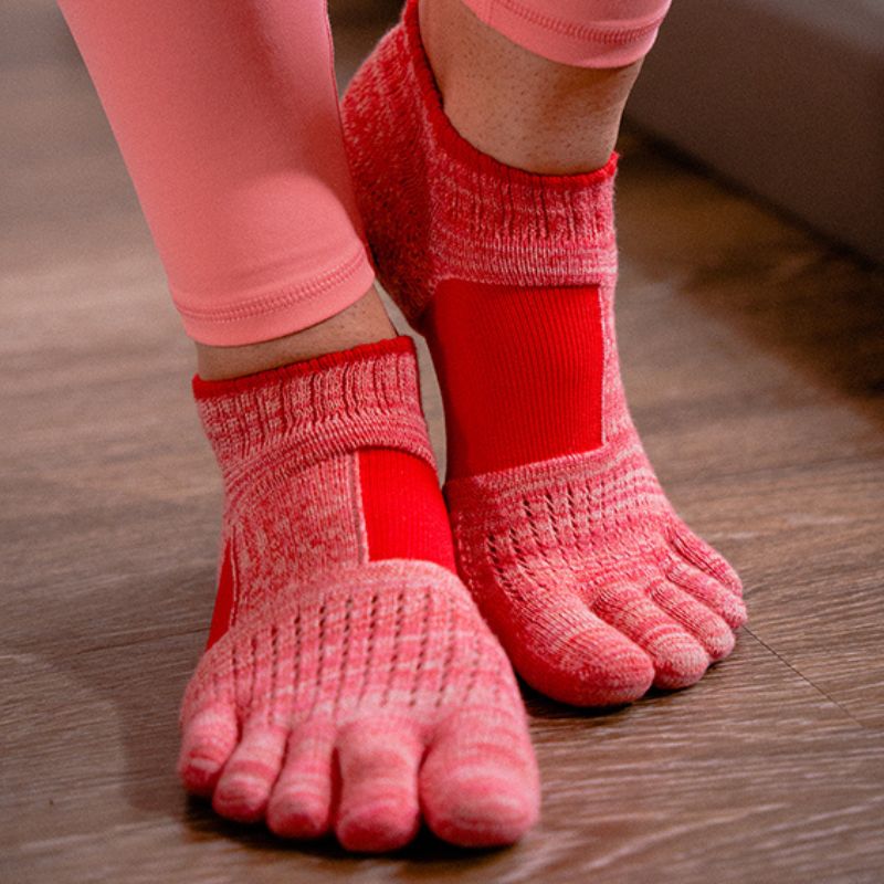 Arch Support Ankle Grip Toe Socks With Power Pads