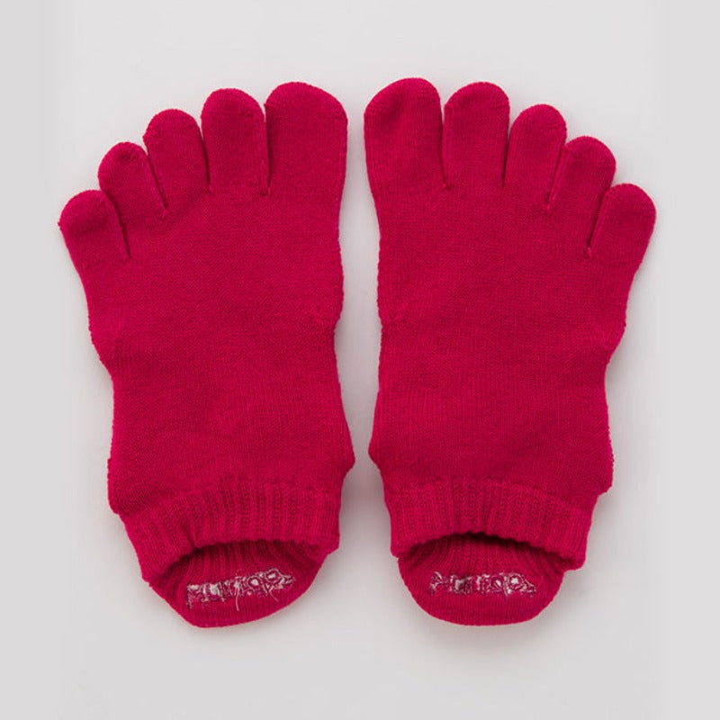 Basic Solid Colors Ankle Grip Toe Socks With Power Pads