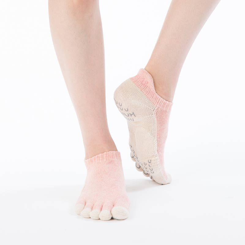 Botanical Dyed Ankle Grip Toe Socks With Power Pads