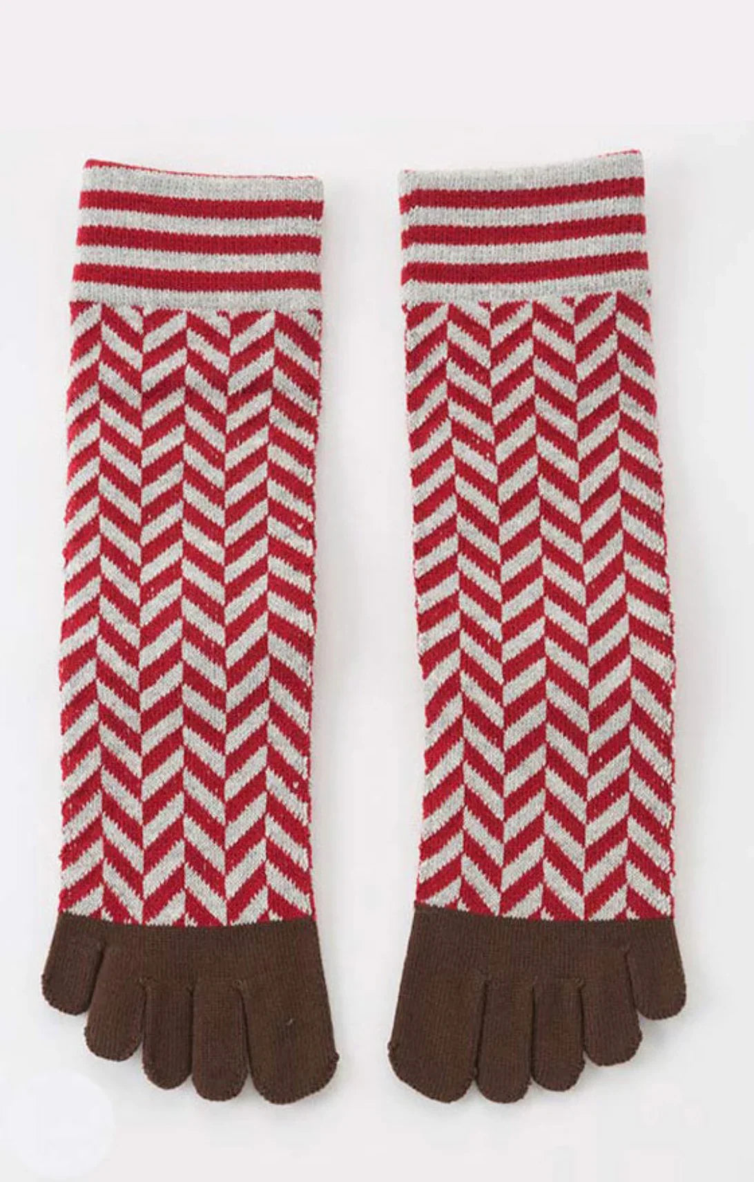 Herringbone Midcalf Toe Grip Socks With *Power Pads*