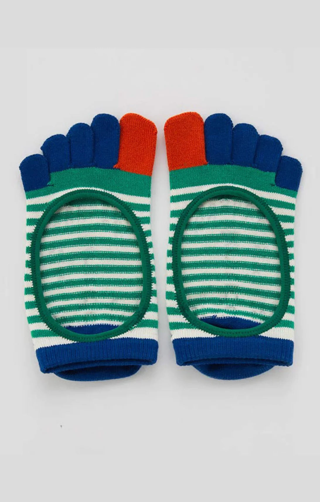 Organic Cotton Stripes Toe Liner Grip Socks