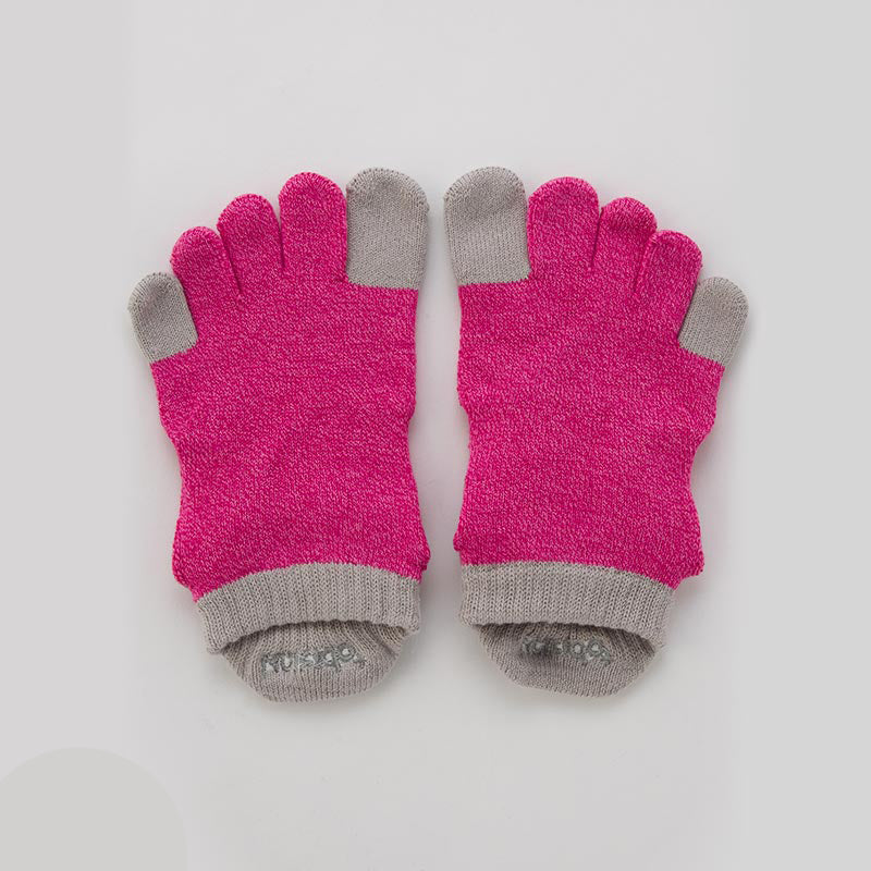 Two Colors Ankle Grip Toe Socks With Power Pads