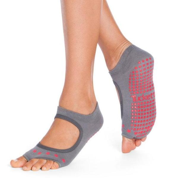 Tucketts Allegro Pilates Socks - Non-Slip Grip, Open Toe, Barre & Yoga - Women's
