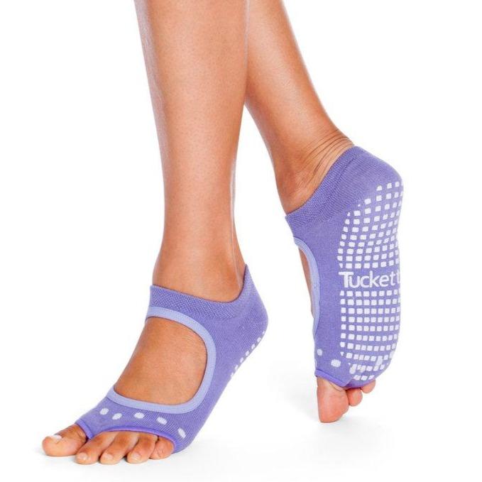 Tucketts Allegro Pilates Socks - Non-Slip Grip, Open Toe, Barre & Yoga - Women's