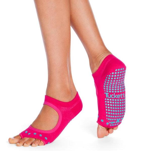 Tucketts Allegro Pilates Socks - Non-Slip Grip, Open Toe, Barre & Yoga - Women's