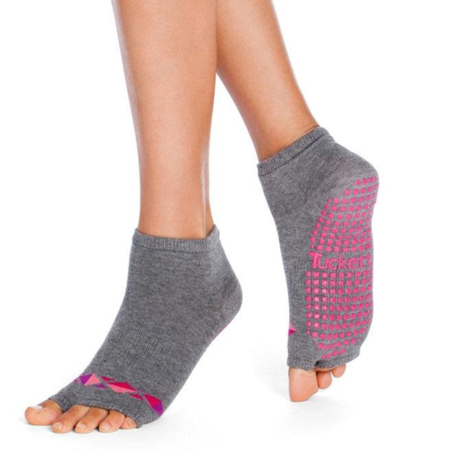 Tucketts Anklet Pilates Socks - Non-Slip Grip, Open Toe, Barre & Yoga - Women's