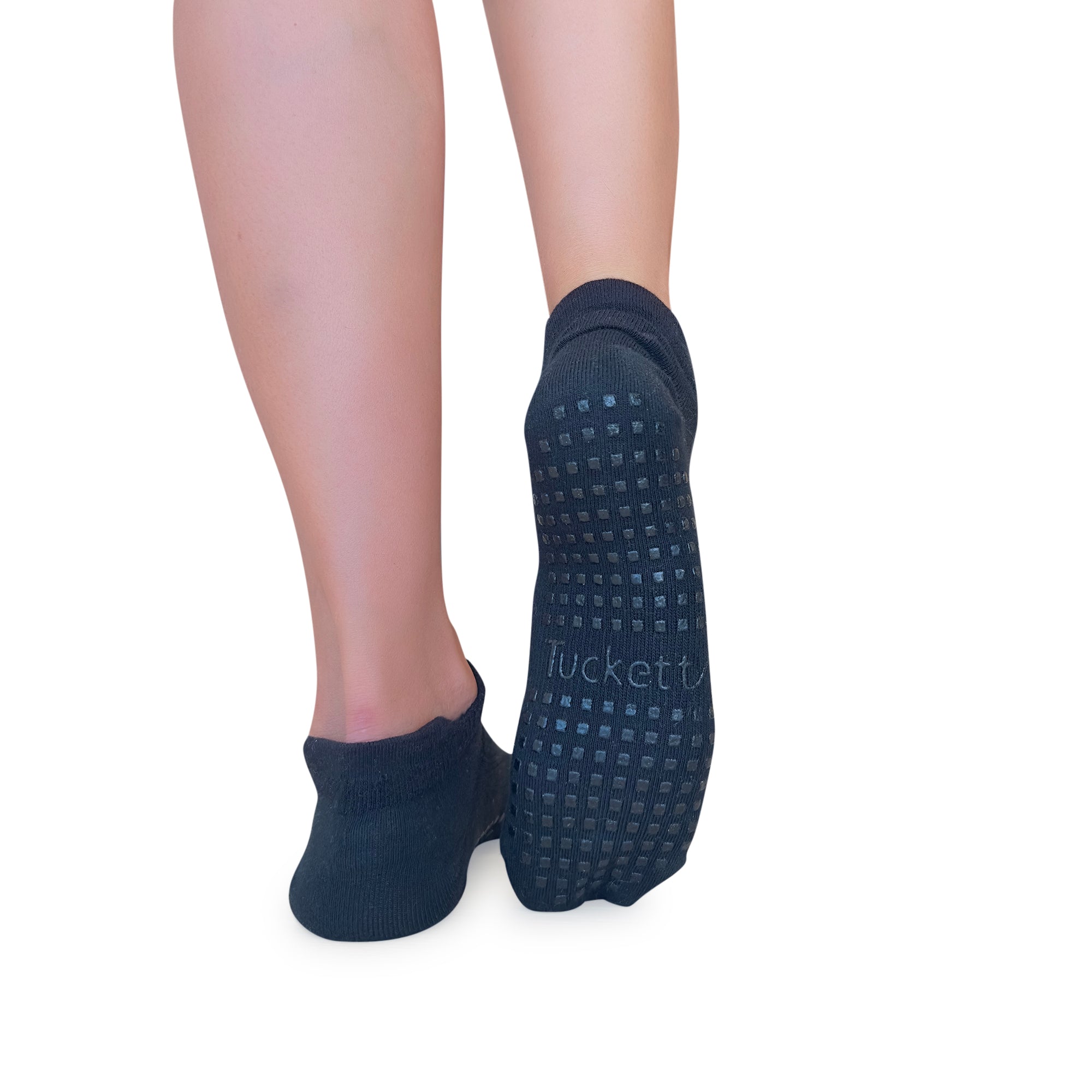 Tucketts Tab Closed Toe - Onyx Zen Pilates Socks - Non-Slip Grip, Barre & Yoga