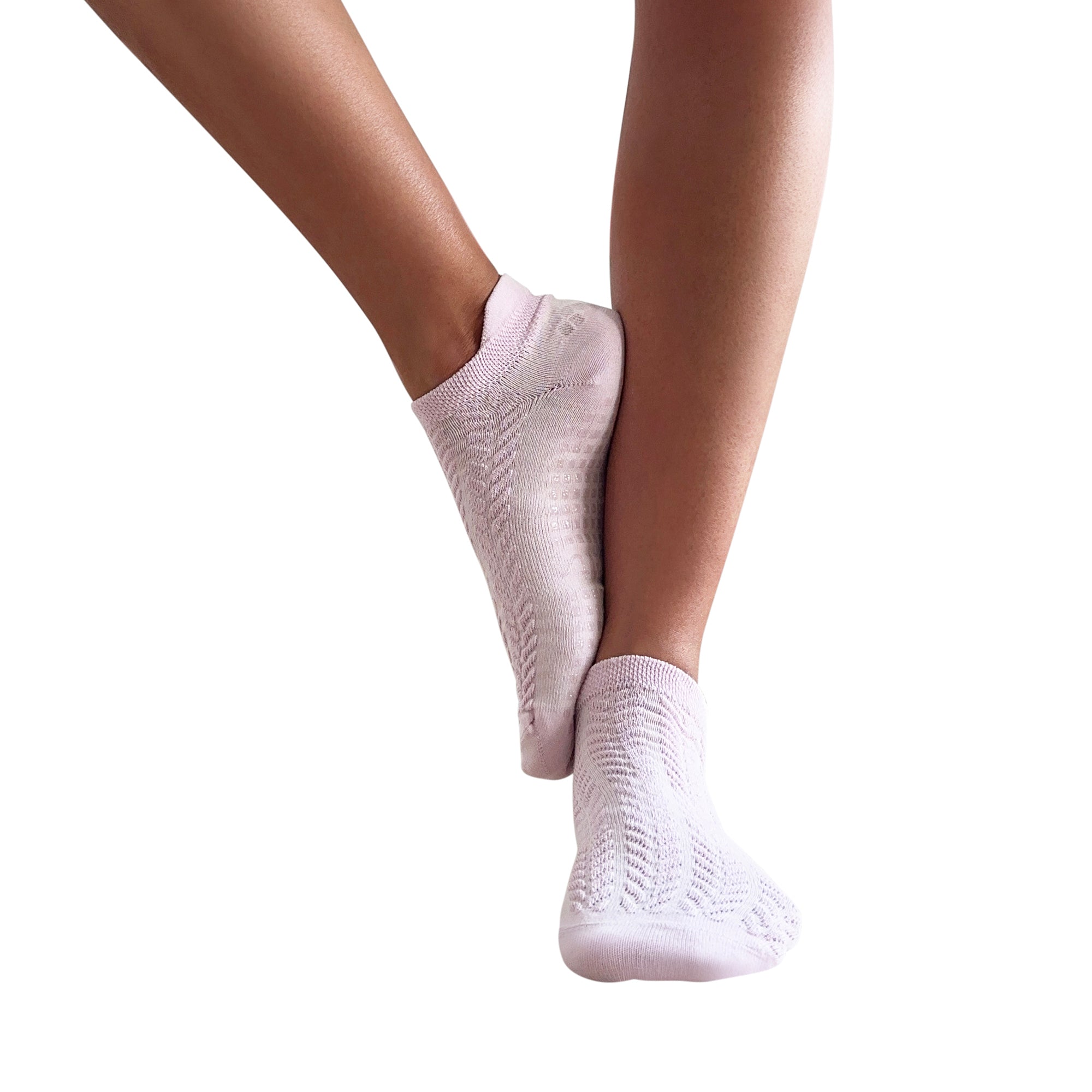 Tucketts Tab Closed Toe - Pink Fern Pilates Socks - Non-Slip Grip, Barre & Yoga - Women's (Copy)