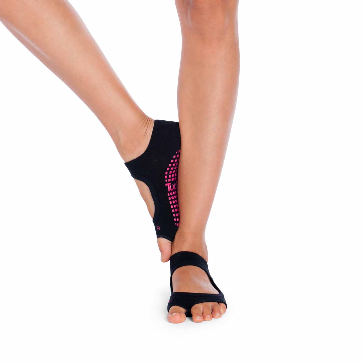 Tucketts Allegro Black Swan Pilates Socks - Non-Slip Grip, Open Toe, Barre & Yoga - Women's