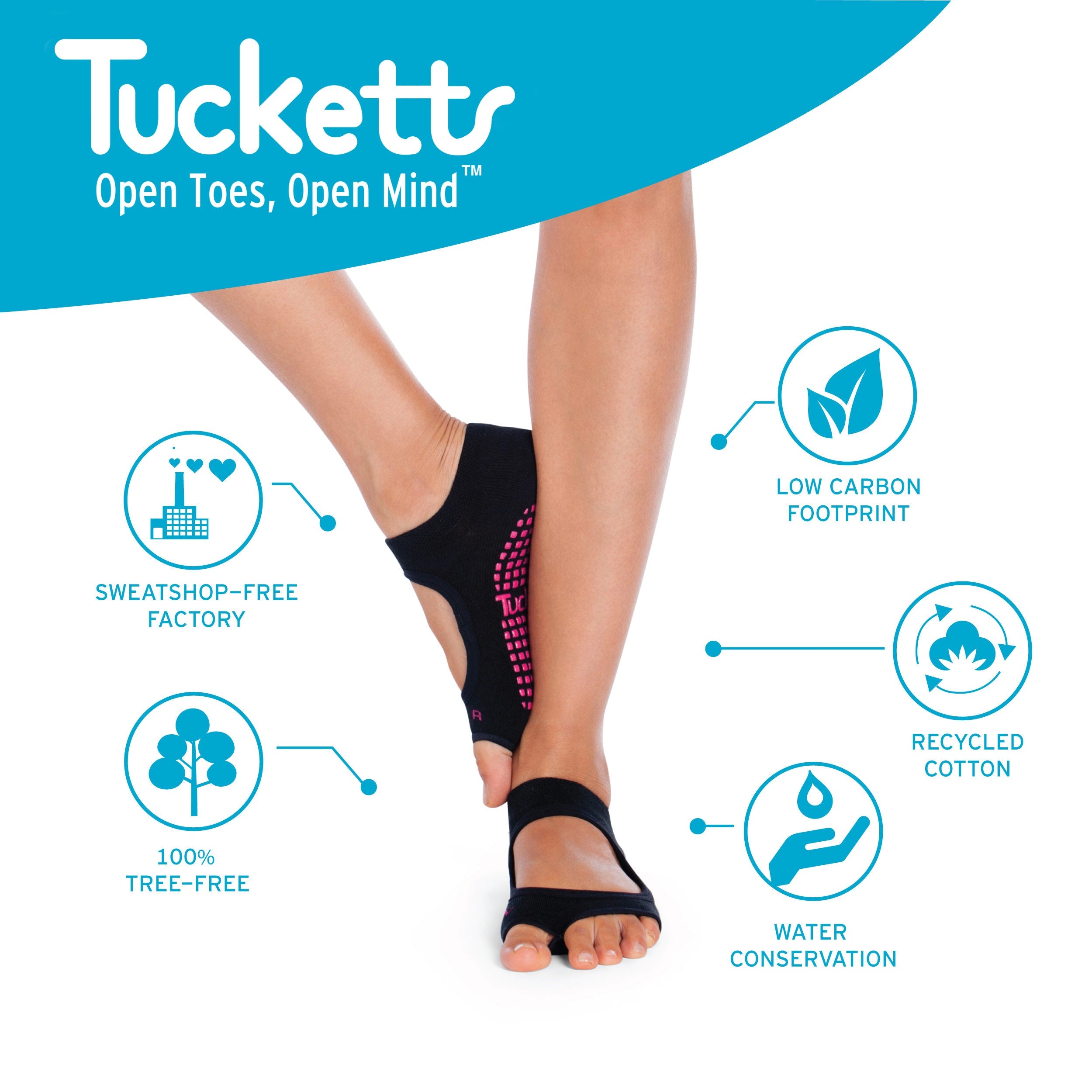 Tucketts Allegro NudeForEveryone 02 Pilates Socks - Non-Slip Grip, Open Toe, Barre & Yoga - Women's