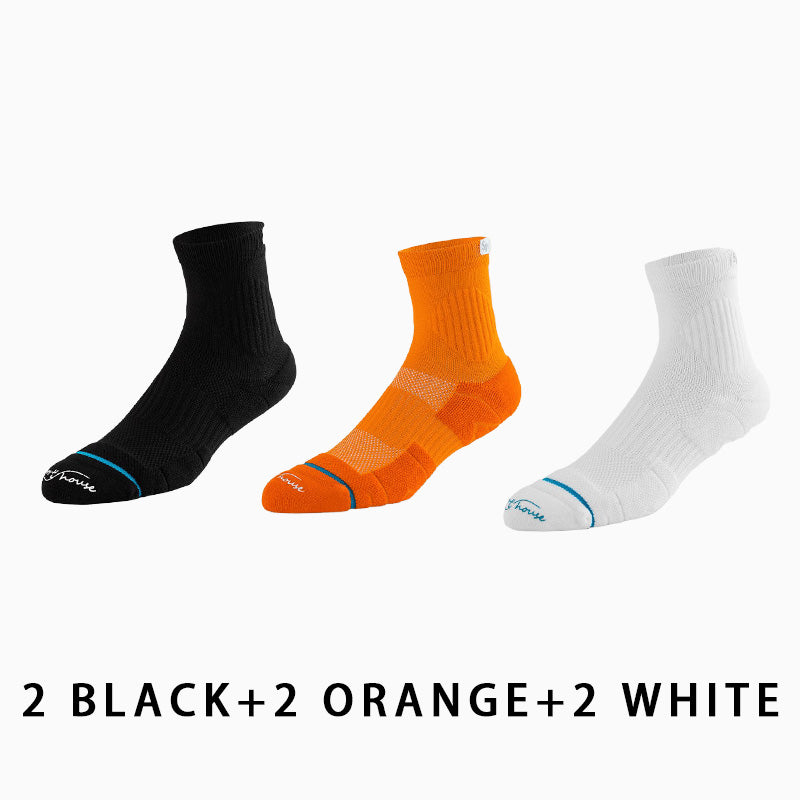 Men's Mid-calf Towelling Sole Running Socks(6 pairs）