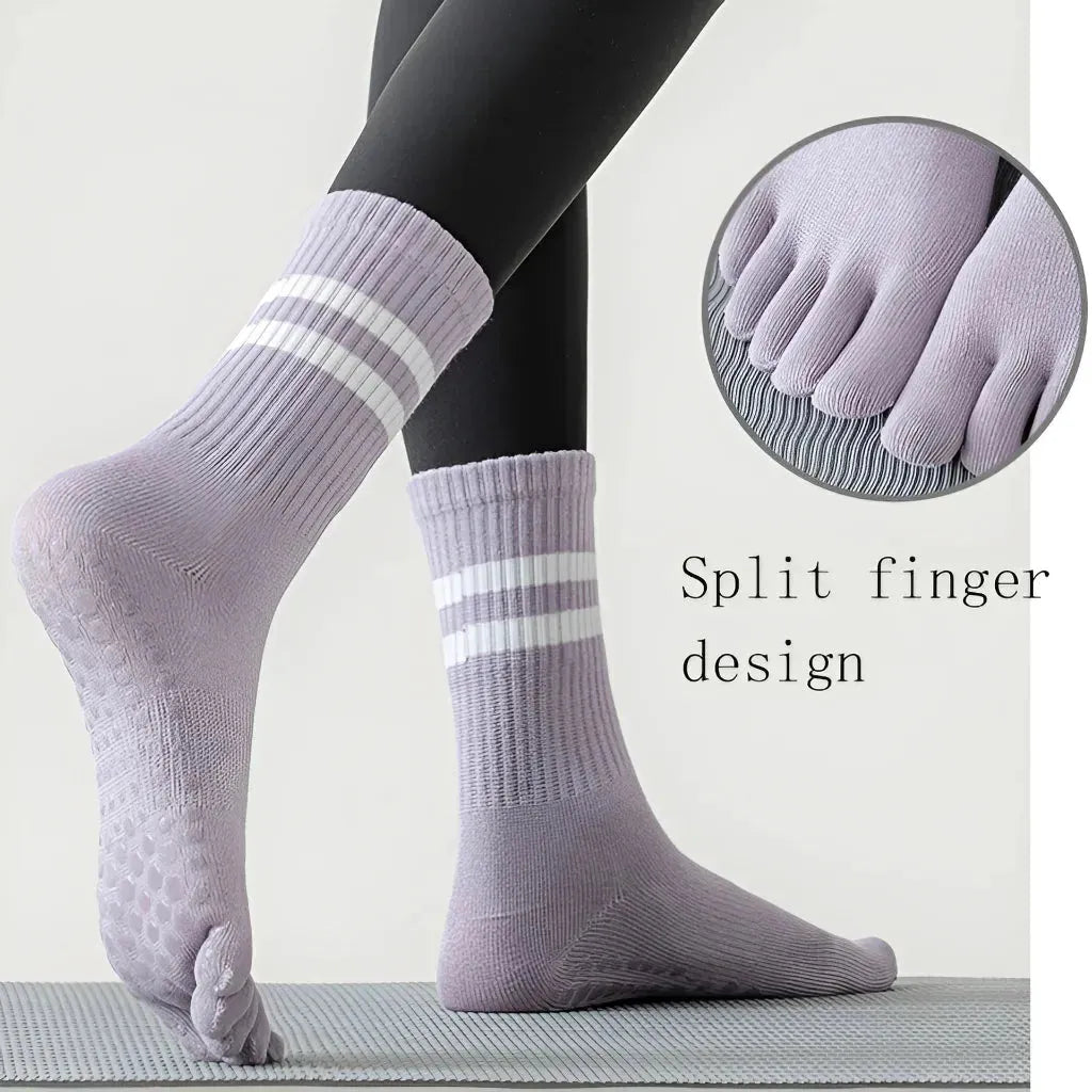 Breathable Yoga Toe Socks With Non-Slip Comfort