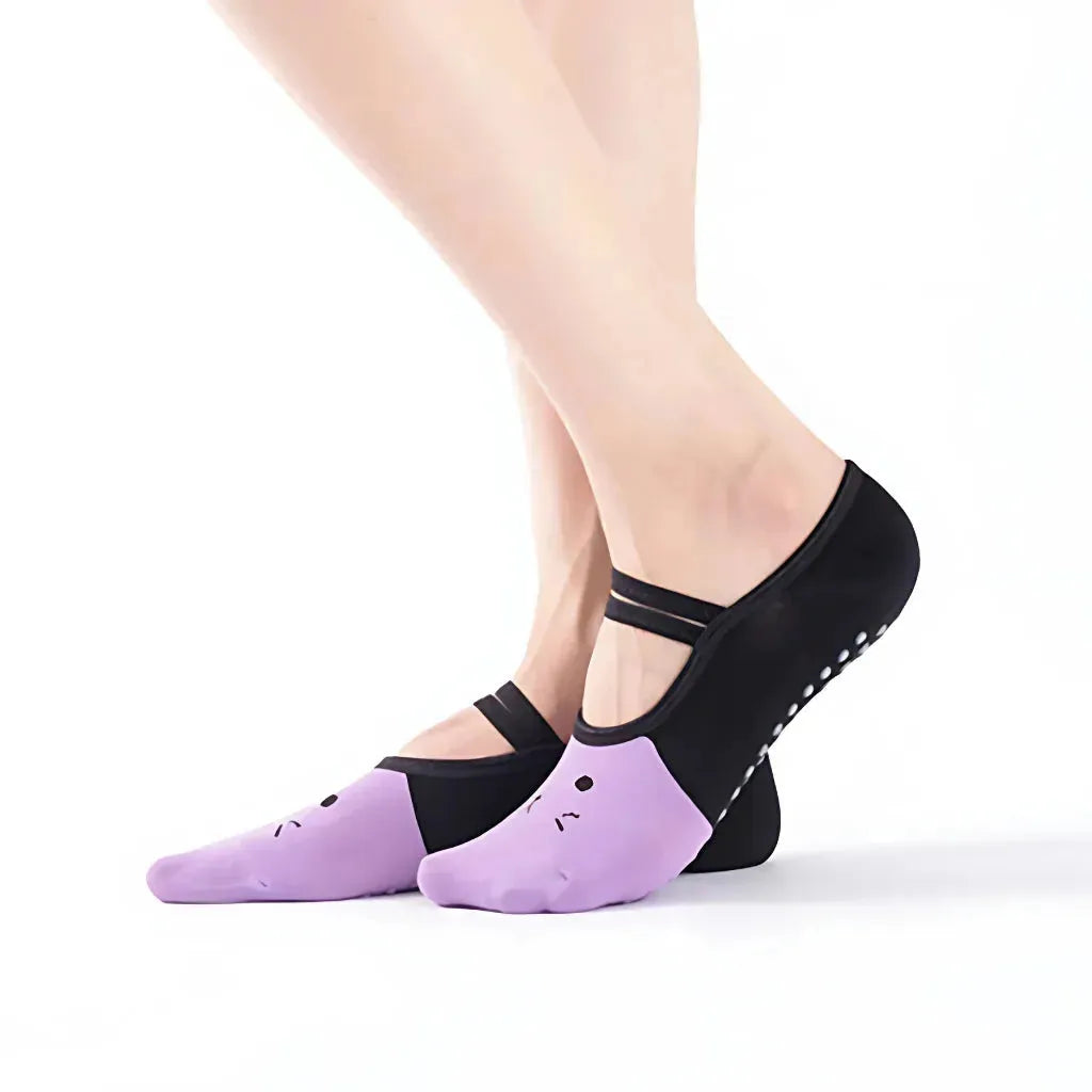 Cartoon Pattern Pilates Socks Grip For Yoga & Dance