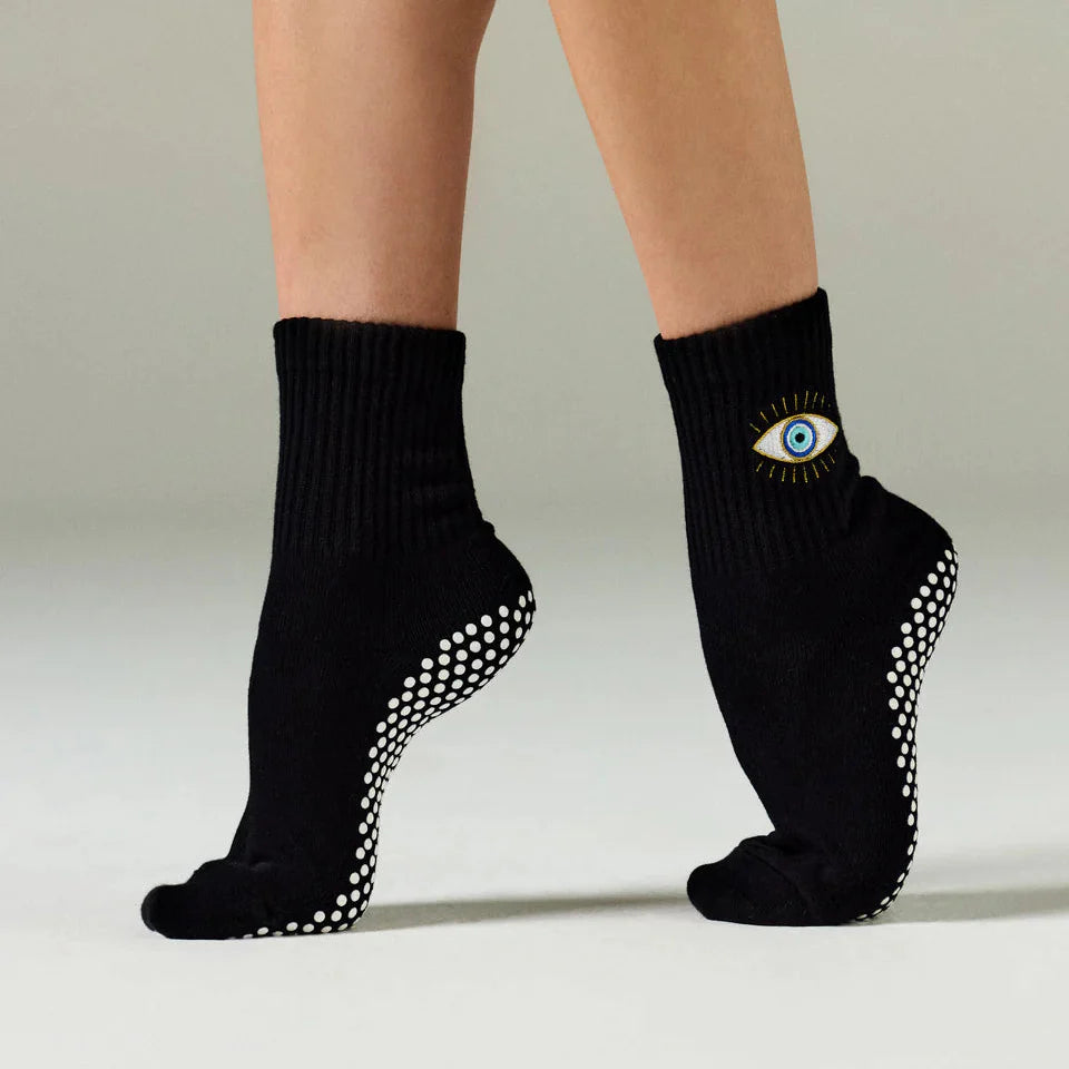 Evil Eye Crew Grip Socks (Barre / Pilates)