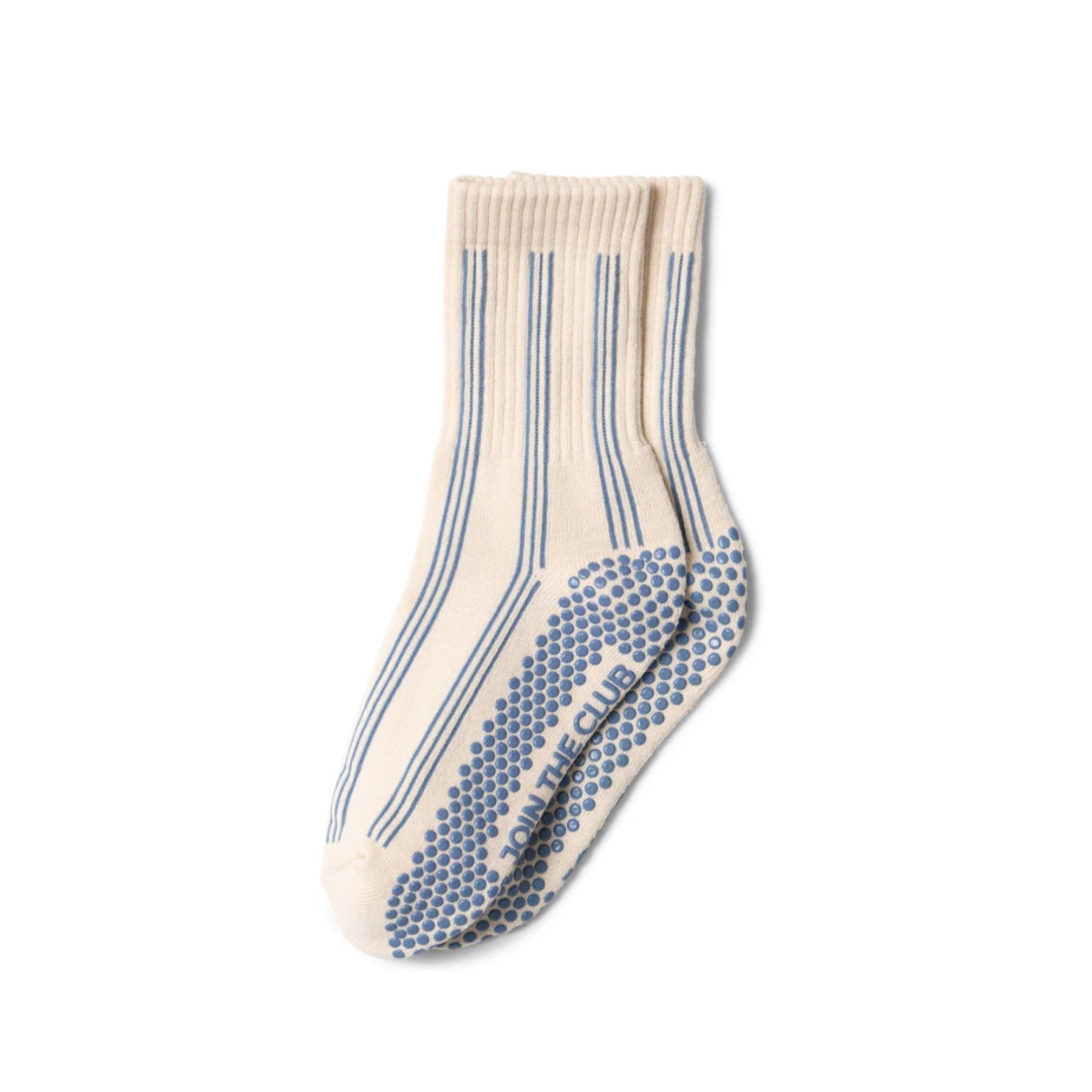 Pinstripe Crew Grip Socks - Blue - (Barre / Pilates)